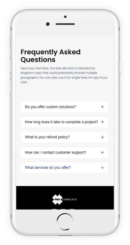 xprotemplate system mobile screenshot FAQ section 1