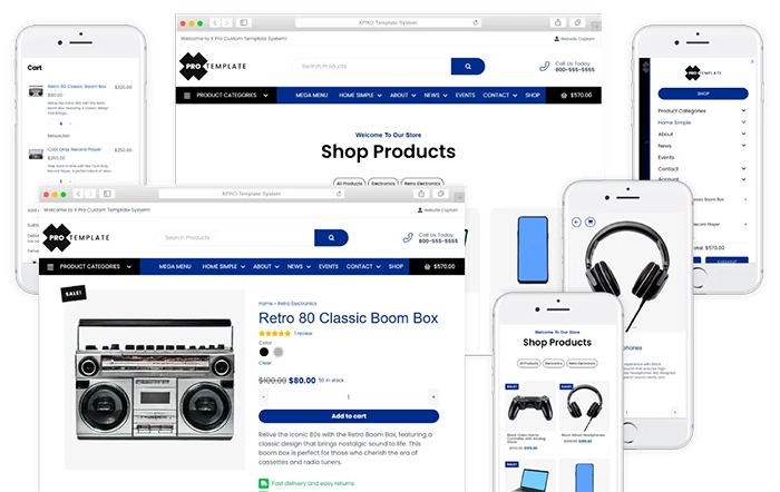 xprotemplate system shopping custom design screenshot MOBILE
